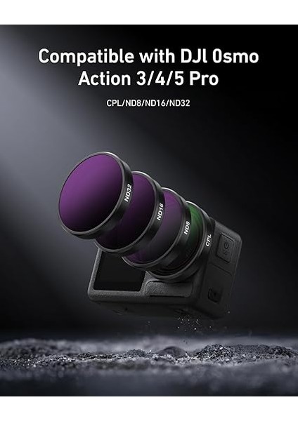Djı Action 3 Için Kamera Lensi Takma Seti, 4'lü Paket Cpl ND32 ND16 Nd8 Polarize Nötr Yoğunluk Hd Filtre Lens Koruyucu Kapak Djı Aksiyon Aksesuarları Için fiyatları