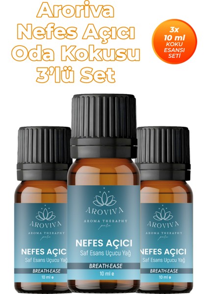 Nefes Açıcı Nane Oda Kokusu 3'lü Set – Doğal Esansiyel Uçucu Yağ, Difüzör Esansı, Buhurdanlık Yağı