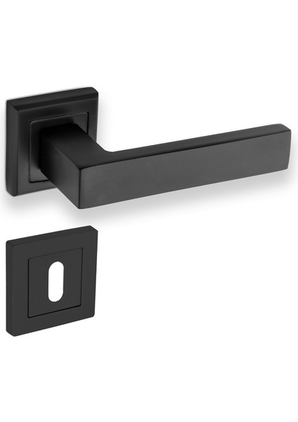 Max Avanti Kapı Kolu Mat Siyah Kare Rozetli Oda