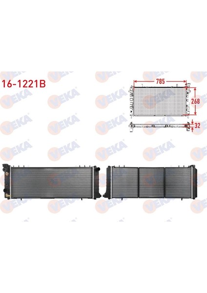 VEKA-16-1221B - Su Radyatoru Brazıng Jeep Cherokee (Xj) 4.0i 1991-2001 A-T