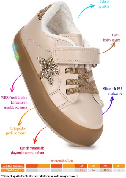 Rena Günlük Cırtlı Işıklı Kız Bebek Spor Ayakkabı fiyatları