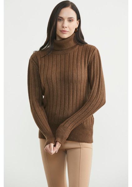 Tam Balıkçı Kalın Fitilli Triko Kazak - Kahve fiyatları