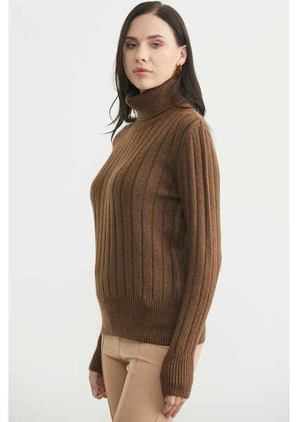 Tam Balıkçı Kalın Fitilli Triko Kazak - Kahve modelleri