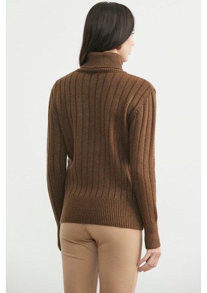 Tam Balıkçı Kalın Fitilli Triko Kazak - Kahve indirimleri