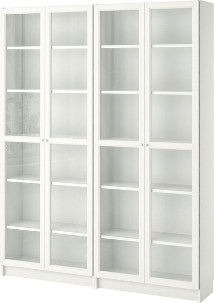 Cam kapaklı kitaplık, beyaz, 160x30x202 cm, 4 kapaklı