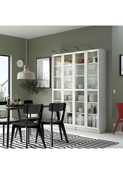 Cam kapaklı kitaplık, beyaz, 160x30x202 cm, 4 kapaklı fiyatları