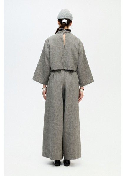 Gri Boğazlı Crop Bluz modelleri