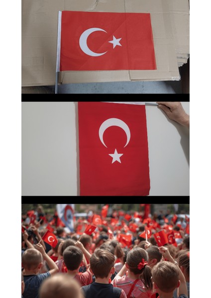 Miting Türk Bayrağı Raşel Kumaş Pigment Baskı 50X75 cm 50 Adet - Tören ve Dış Kullanıma Uygun