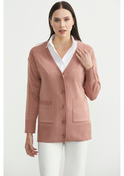 Oversize Cepli Triko Hırka - Gül fiyatları