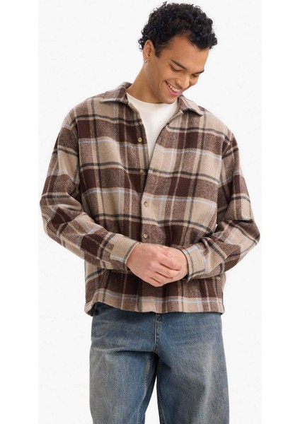 Boxy Fit Kareli Flanel Uzun Kollu Gömlek G4744AX25WN modelleri
