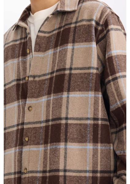 Boxy Fit Kareli Flanel Uzun Kollu Gömlek G4744AX25WN fırsatları