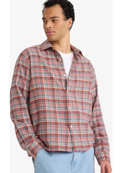 Boxy Fit Kareli Flanel Uzun Kollu Gömlek G5920AX25WN