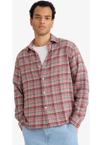 Boxy Fit Kareli Flanel Uzun Kollu Gömlek G5920AX25WN modelleri