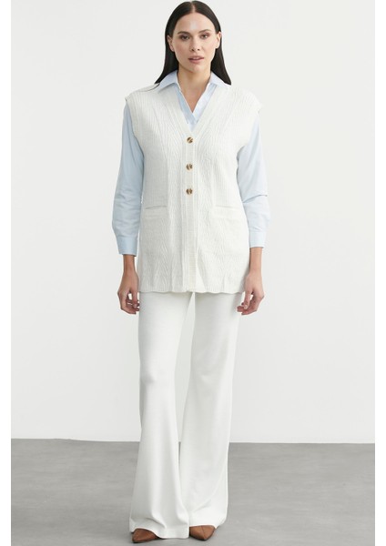 Cepli Düğmeli Triko Yelek - Kemik modelleri