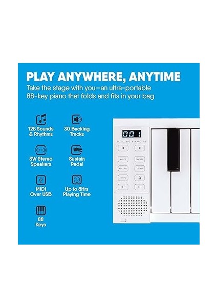 Carry-On Folding 88 Tuşlu Taşınabilir & Katlanabilir Dijital Piyano (Beyaz) modelleri