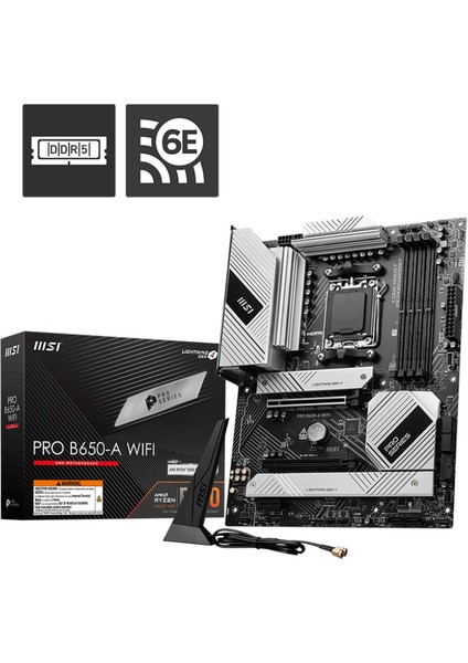 Msı Pro B650-A Wıfı Am5 Ddr5 7600MHZ(OC) HDMI Dp 3x M.2 USB 20 Gbps 2.5g Lan Wı-Fı 6e Atx