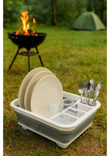 Katlanabilir Bulaşıklık Tabaklık - Bardak Çatal Kaşık - Delikli Su Tutmaz - Kamp Bulaşıklığı indirimleri