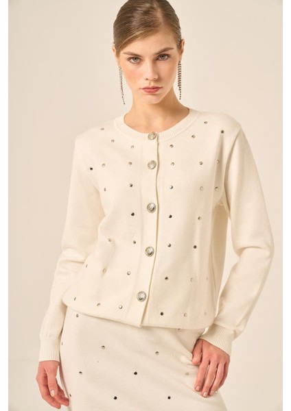 Ftz Kadın Taş Detaylı Ikili Takım Ekru 20752