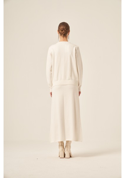 Ftz Kadın Taş Detaylı Ikili Takım Ekru 20752