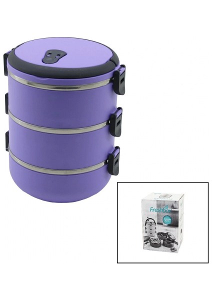 Lila 3lü Sefer Tası Saklama Kabı 1.8lt (5324)