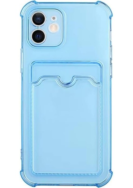 Ggm Aksesuar iphone 11 (6.1) Uyumlu Lüx Kartlıklı Şeffaf Telefon Kılıfı (Mavi)