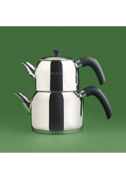 Lina Çaydanlık - Gri / Siyah - 2,25 Lt + 1,2 Lt