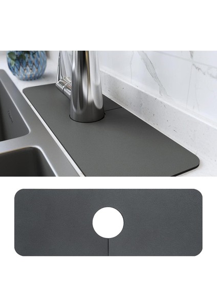 Sarmal Tasarımlı Musluk Kurutma Pedi – 38X13 cm Mikrofiber Süper Emici Tezgah – Su Sıçrama Önleyici ve Saklama Alanlı Kurutma Matı – Mutfak ve Için