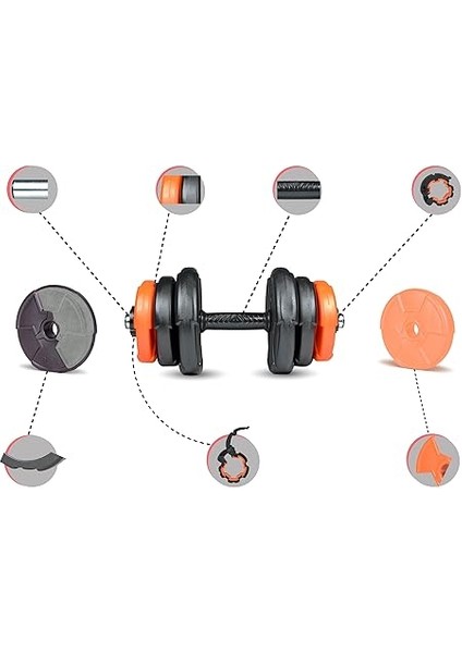 Spor 38 kg Multifonksiyonel Dambıl Seti Turuncu Siyah indirimleri