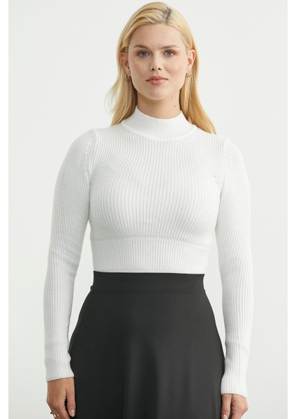 Yarım Balıkçı Fitilli Bodysuit Triko Kazak - Kemik modelleri