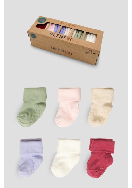 6 Çift Kutulu Kız Newborn Yeni Doğan ve Bebek Çorabı 0-6 Ay