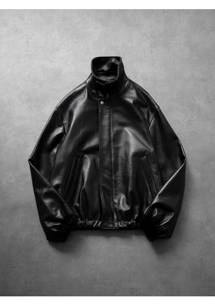 Vintage Bomber Oversize Deri Ceket
