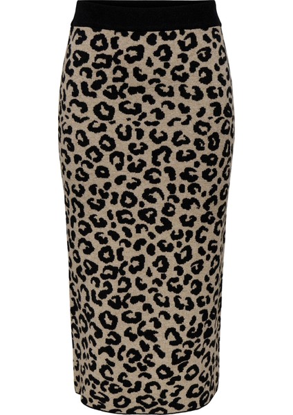 Onlib Slim Fit Midi Boy Leoparlı Etek Bayan Etek 15350672