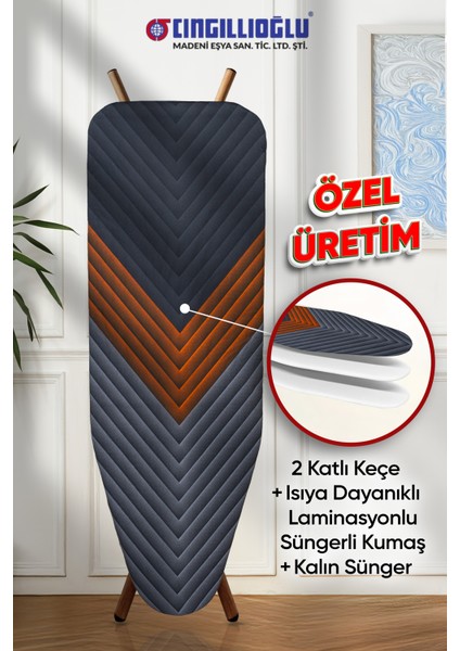 Eskitme Üçgen Motif Isıya Dayanıklı Ütü Masası Kılıfı Örtüsü Bezi