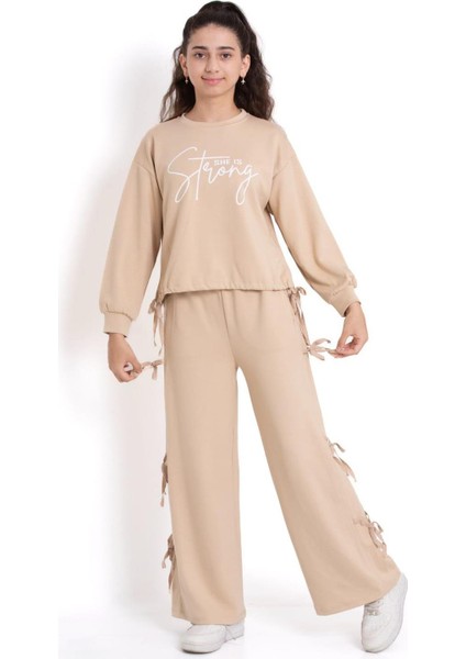 Strong Kız Çocuk Eşofman Takımı Bej