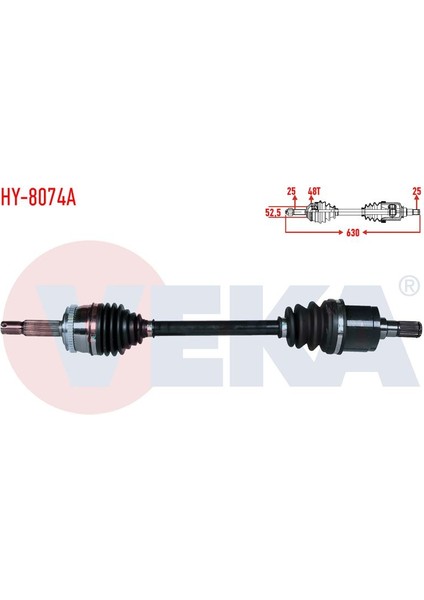 VEKA-HY-8074A - Komple Aks Sol On Hyundaı Getz (Tb) 1.4i Abslı 48 Dıs Uzunluk 630MM 2002-2008