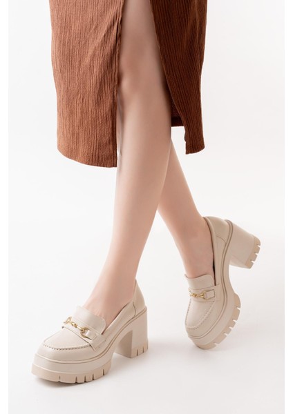 Kadın Cilt Tokalı 8 cm Yüksek Topuklu Leofer Nut fiyatları