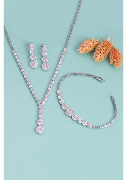 Süzme Su Yolu Rodyum Kaplama 925 Ayar Gümüş Düğün Seti fırsatları