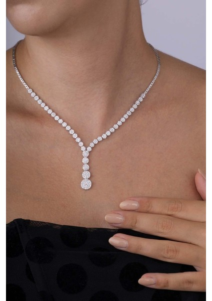 Süzme Su Yolu Rodyum Kaplama 925 Ayar Gümüş Kolye modelleri