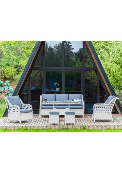 Fulya Rattan Bahçe Koltuk Takımı Beyaz / Mavi fiyatları