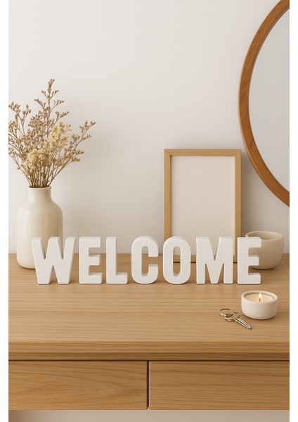 Dekoratif Beton Harf Seti "welcome" – 5 cm Harf Yüksekliği, Ev Giriş ve Antre Dekoru