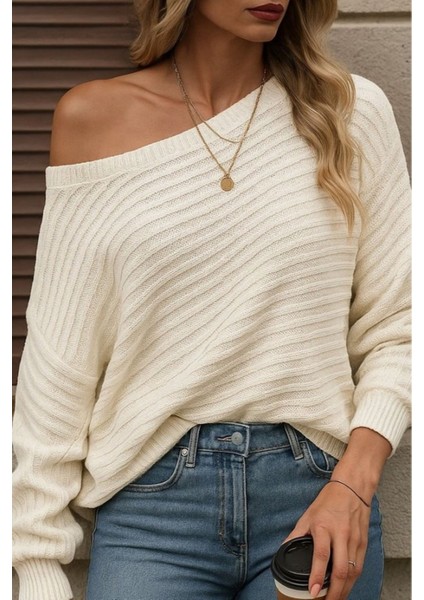Kadın Uzun Kollu Tek Omuzu Açık Triko Bluz fiyatları