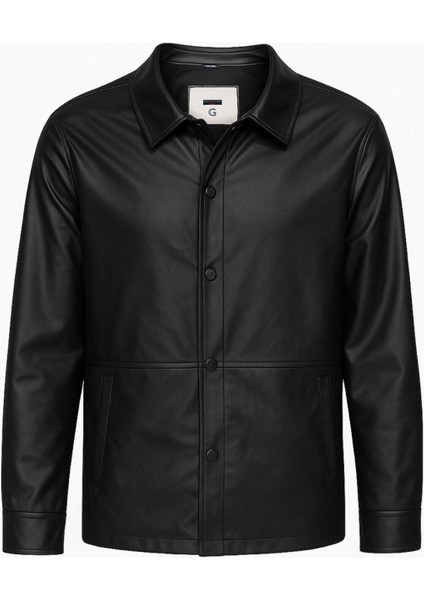 Basic Slim Fit Çıt Çıtlı Deri Ceket - Sade ve Şık Tasarım