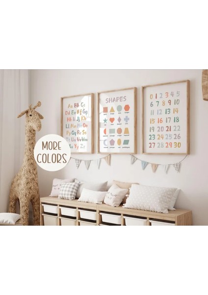 (Çerçevesiz) Çocuklar Için Eğitici Ingilizce Poster Seti, 3lü Eğitici Poster Seti