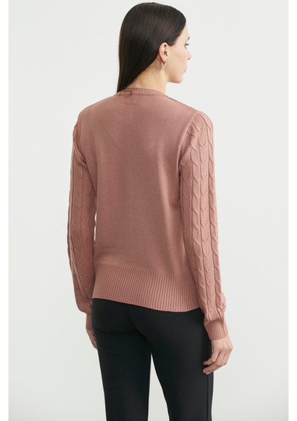 Düğmeli Sıfır Yaka Triko Hırka - Gül indirimleri