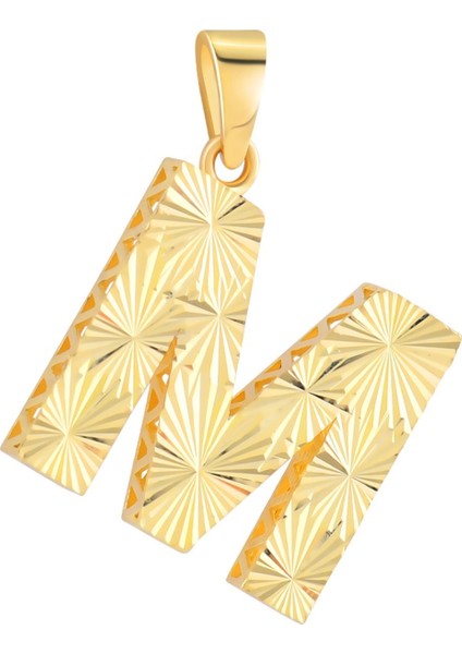 14 Ayar Altın M Harfi Kalemli Kolye Ucu
