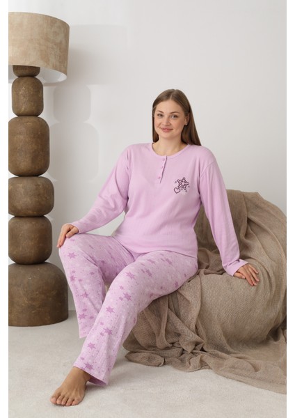 Şardonlu Interlok Kumaş Büyük Beden Kışlık Kadın Pijama Takımı 1160 fırsatları