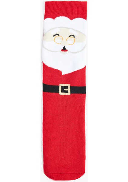 Noel Baba Baskılı Pamuklu Kalın Soket Çorap