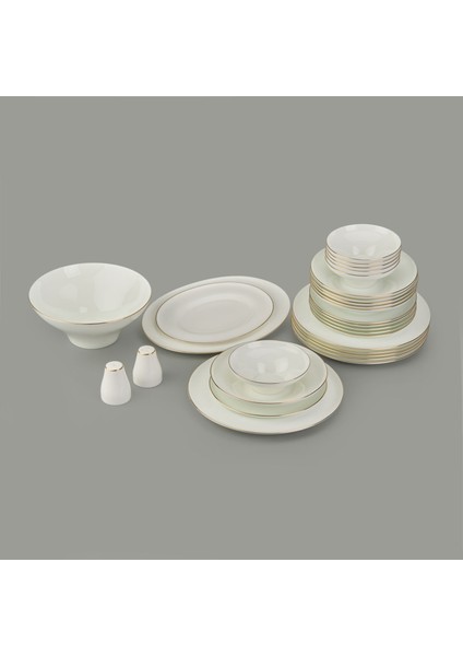 More Hera 29 Parça Gold Rimli Yemek Takımı - Krem