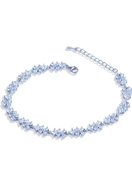 Çiçek Kare Taşlı Gümüş Bileklik indirimleri