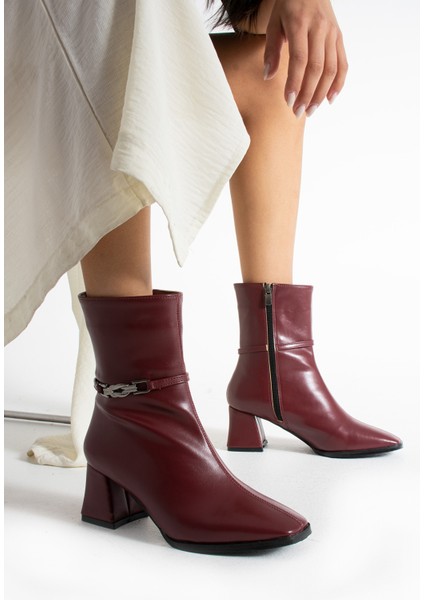 Pedro Bordo Renkli Yandan Toka Detaylı Kalın Ökçeli Kadın Bot modelleri